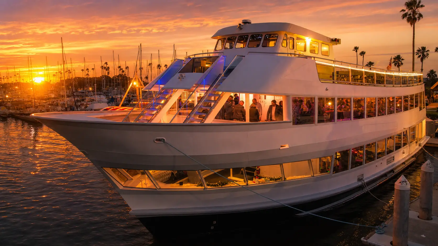 The Starlight yacht at sunset
